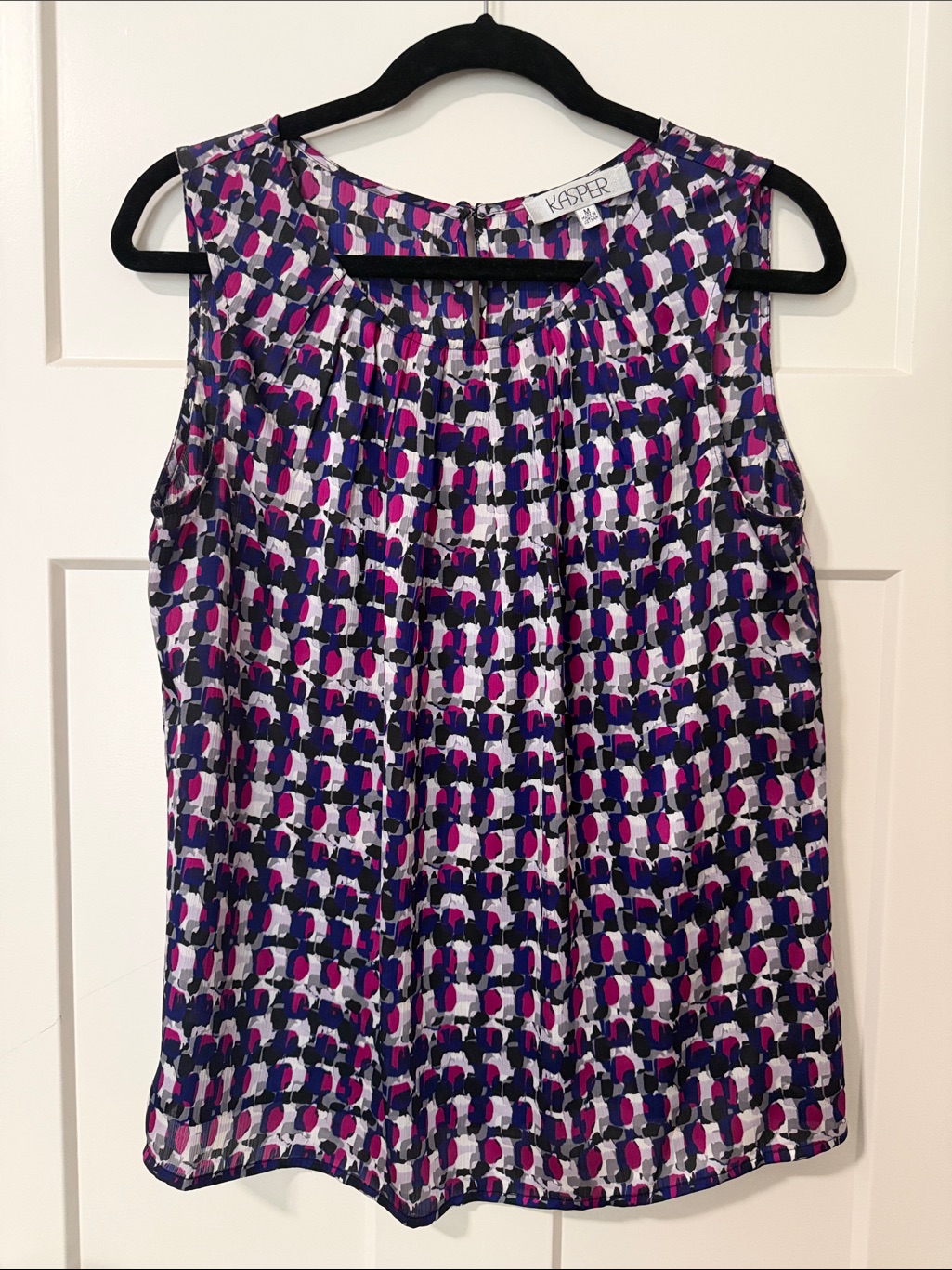 Kasper Printed Sleeveless Blouse Purple Pink White